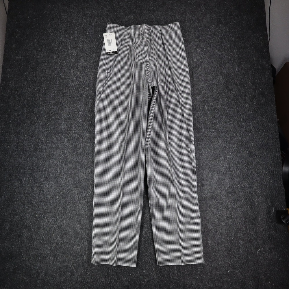 Southern Lady Gingham Pants Womens 10 Black White Stretch Straight Leg New C858